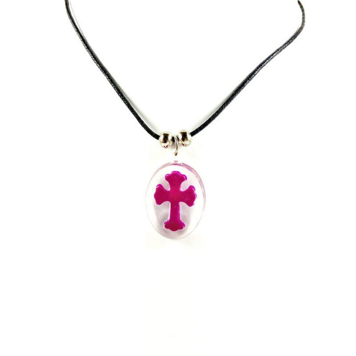 Obiecte bisericesti | Colier medalion oval din plastic transparent  | 1833