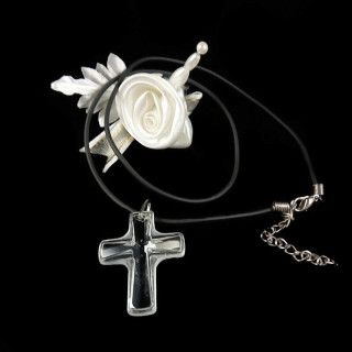 Obiecte bisericesti | Colier cruce din plastic transparent | 1834