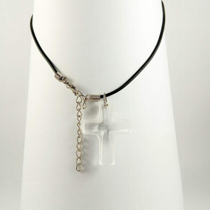 Obiecte bisericesti | Colier cruce din plastic transparent | 1834