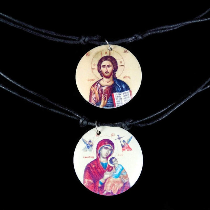 Obiecte bisericesti | Colier medalion rotund din plastic | 1844