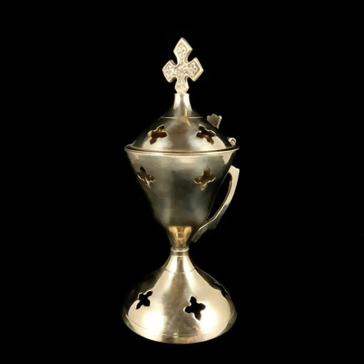 Obiecte bisericesti | Catuie metalic auriu 16cm | 5202