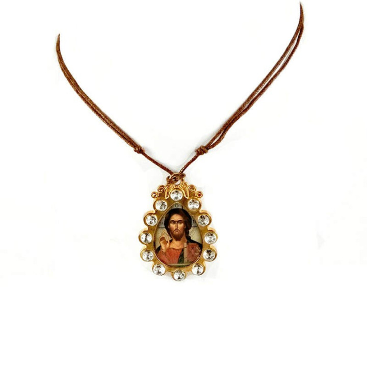 Obiecte bisericesti | Colier medalion metalic oval cu iconita | 1868