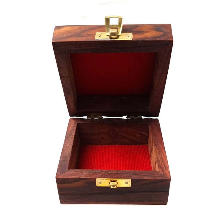 Artizanat India | Cutii din lemn caseta cu capac balamale si inchizatoare alama maro 10cm  | 5821