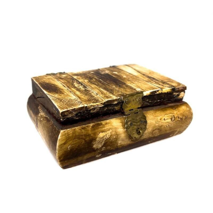 Artizanat India | Cutii din lemn caseta cu capac balamale si inchizatoare alama invechit 9cm  | 5829