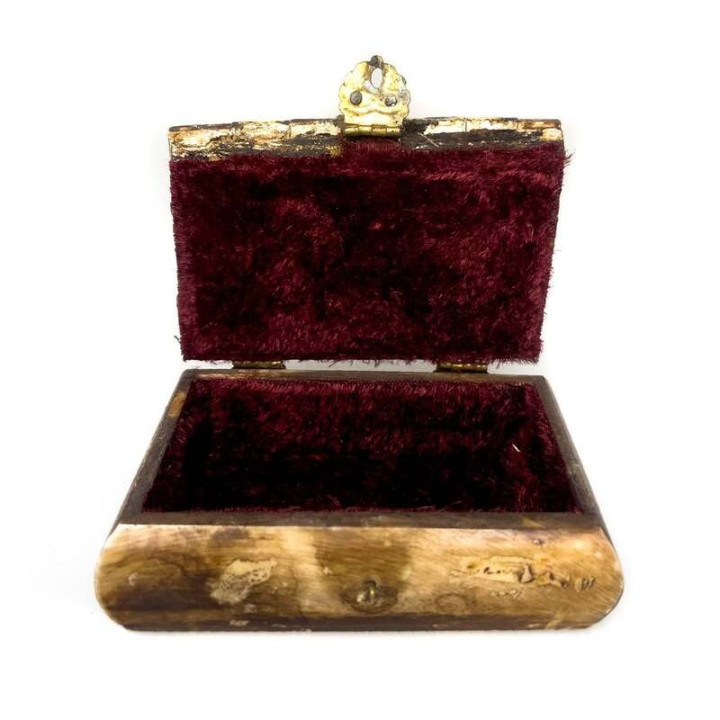 Artizanat India | Cutii din lemn caseta cu capac balamale si inchizatoare alama invechit 9cm  | 5829