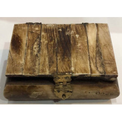 Artizanat India | Cutii din lemn caseta cu capac balamale si inchizatoare alama invechit 9cm  | 5829