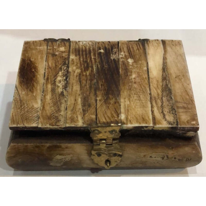 Artizanat India | Cutii din lemn caseta cu capac balamale si inchizatoare alama invechit 9cm  | 5829