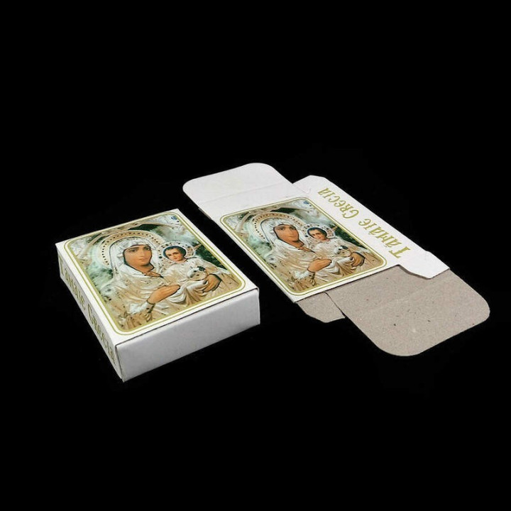 Obiecte bisericesti | Cutie cu Icoana Maicii Domnului carton alb 5cm | 5810