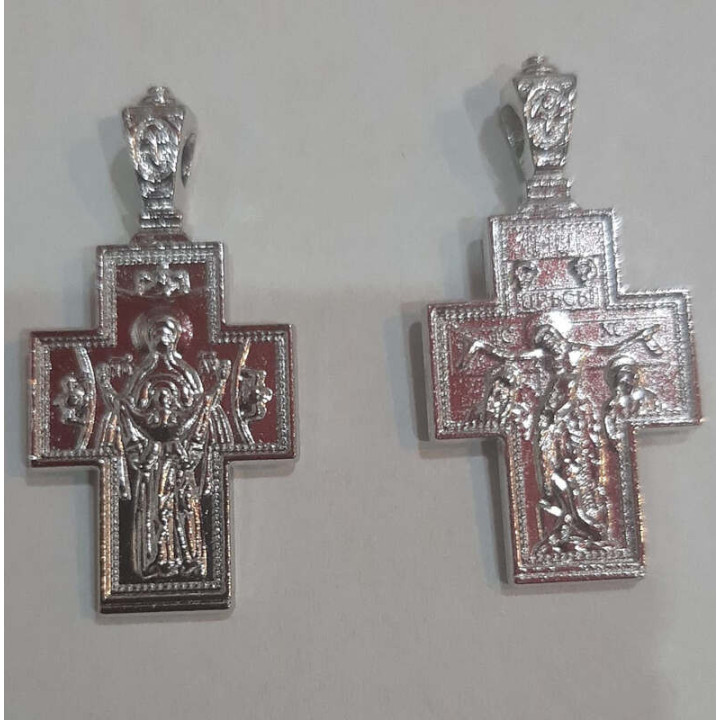 Obiecte bisericesti | Medalion cruce de metal argintiu 40mm | 2126