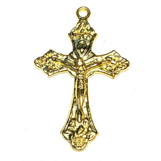 Obiecte bisericesti | Medalion cruce metalica aurie 28mm | 2043