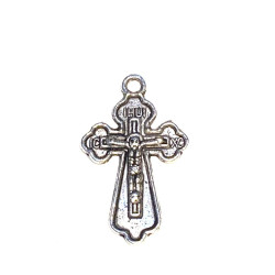 Obiecte bisericesti | Medalion cruce metalica argintie 25mm | 2042