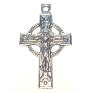 Obiecte bisericesti | Medalion cruce  metalica argintie 33mm | 2063