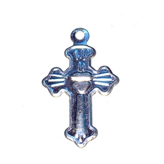 Obiecte bisericesti | Medalion cruce metalica argintie 20mm | 2091