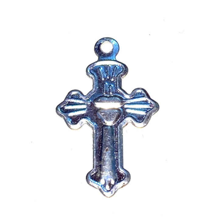 Obiecte bisericesti | Medalion cruce metalica argintie 20mm | 2091