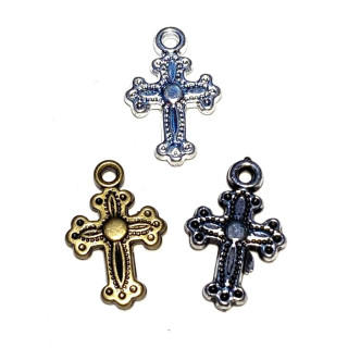 Obiecte bisericesti | Medalion cruce de plastic argintiu 20mm | 2108