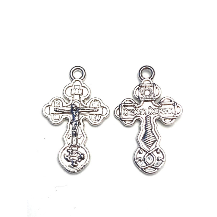 Obiecte bisericesti | Medalion cruce de metal argintiu 17mm | 2123