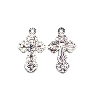 Obiecte bisericesti | Medalion cruce de metal argintiu 22mm | 2125