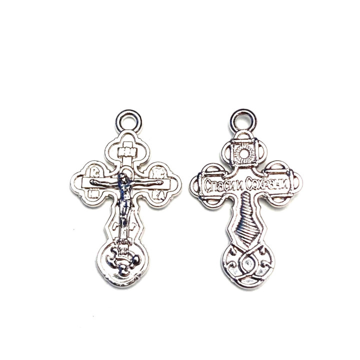 Obiecte bisericesti | Medalion cruce de metal argintiu 22mm | 2125