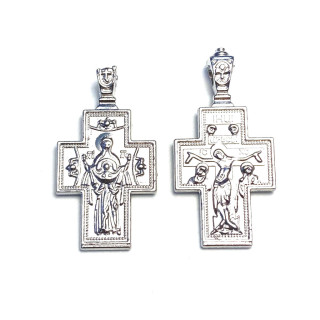 Obiecte bisericesti | Medalion cruce de metal argintiu 40mm | 2126