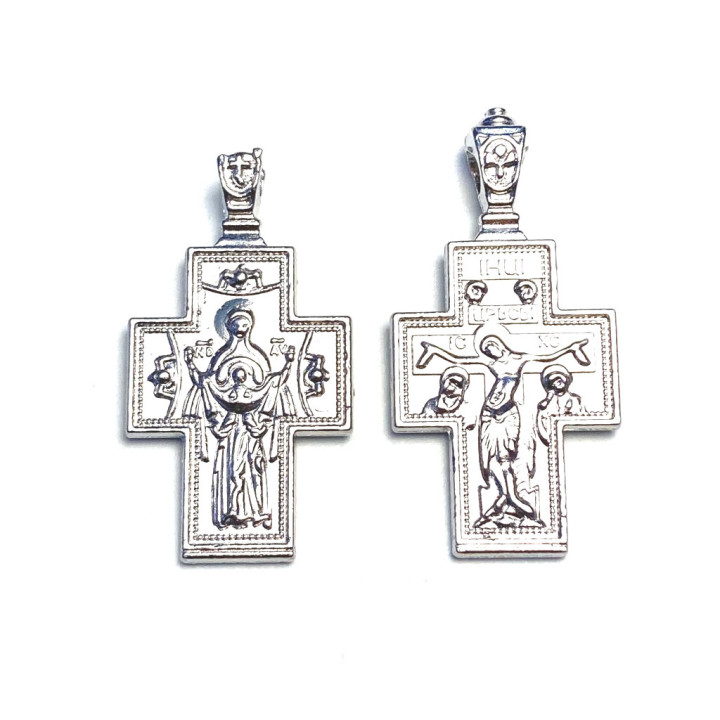 Obiecte bisericesti | Medalion cruce de metal argintiu 40mm | 2126