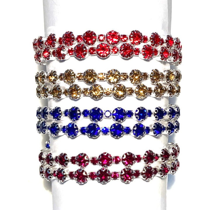 Colportaj Bisericesti.ro | Bratara pietre strasuri arc metal doua randuri | 1308