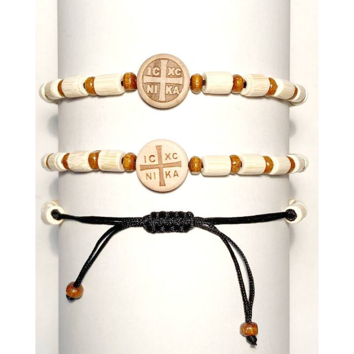 Metanii si bratari religioase | Bratara metanie impletita sfoara bile lemn | 1350