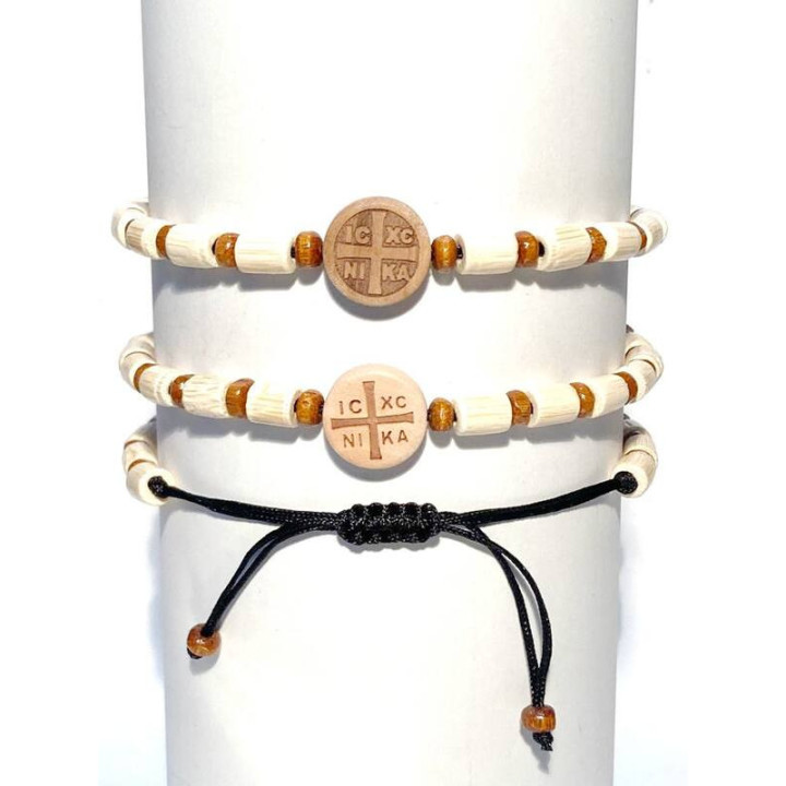 Metanii si bratari religioase | Bratara metanie impletita sfoara bile lemn | 1350
