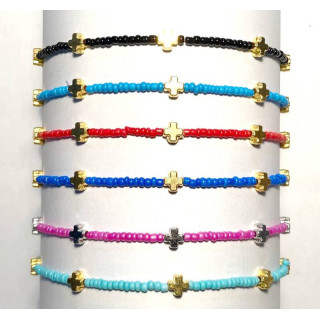 Metanii si bratari religioase | Bratara elastica bile sticla nisip | 1351