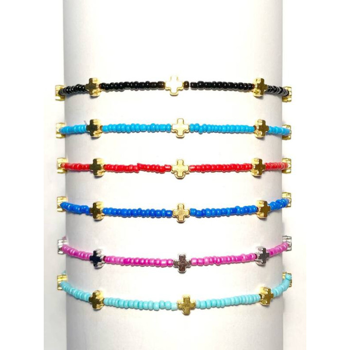 Metanii si bratari religioase | Bratara elastica bile sticla nisip | 1351