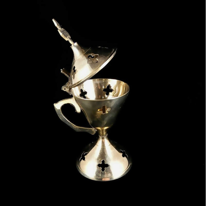 Obiecte bisericesti | Catuie metalic auriu 16cm | 5202