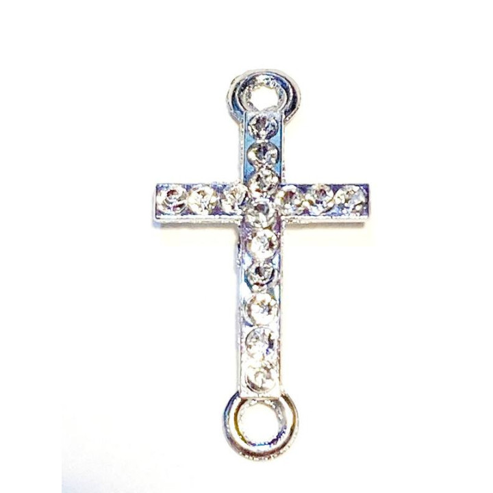 Margele bile Margele cruce de legatura din metal lucios argintiu|auriu   si strasuri cod 6027