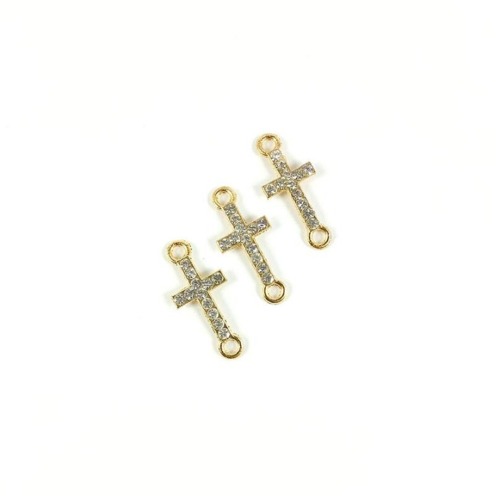 Margele bile Margele cruce de legatura din metal lucios argintiu|auriu   si strasuri cod 6027