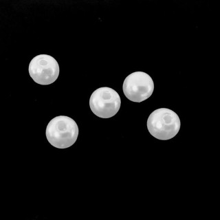 Margele bile Margele rotunde de trecere din plastic perlat q Q alb|crem si  cod 6099