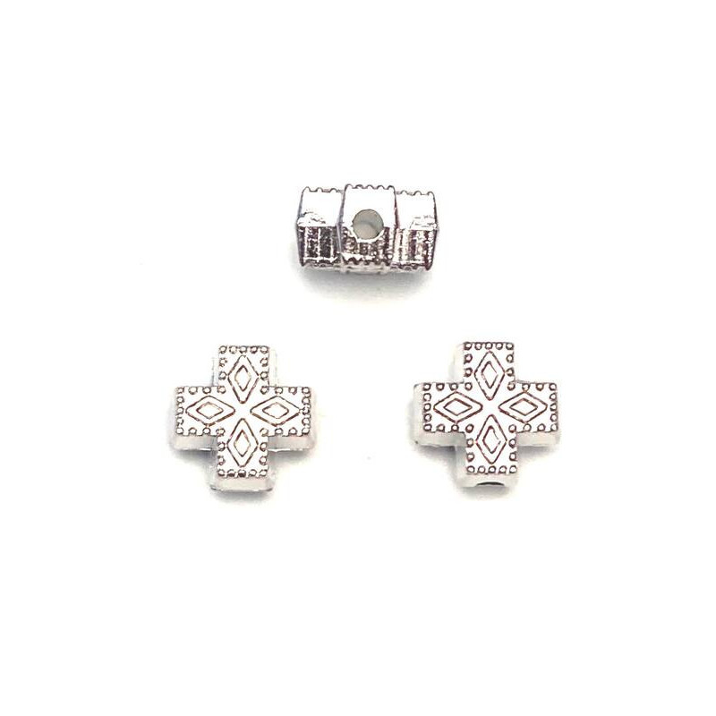 Margele bile Margele cruce de trecere din metal gros 4mm argintiu si  cod 6551