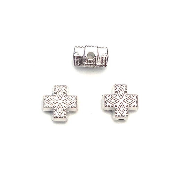 Margele bile Margele cruce de trecere din metal gros 4mm argintiu si  cod 6551