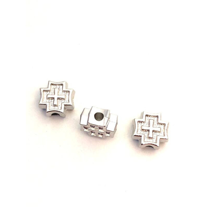 Margele bile Margele cruce de trecere din metal gros 5mm argintiu|auriu   si  cod 6552