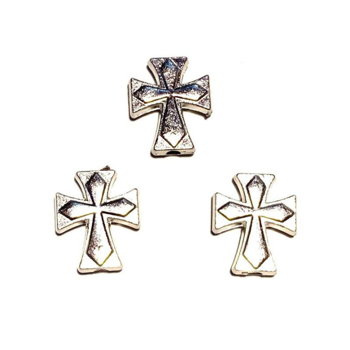 Margele bile Margele cruce de trecere din plastic  argintiu si  cod 6558