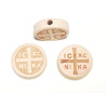 Margele bile Margele disc de trecere din lemn cruce ICXC NIKA natur si  cod 6559