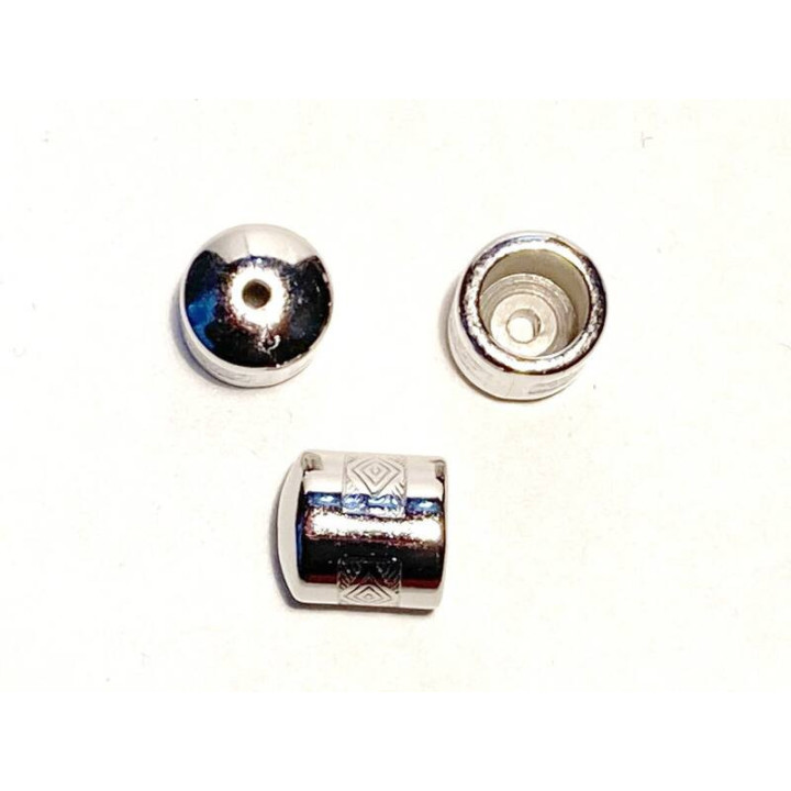 Margele bile Margele cilindru de trecere din plastic capete de snur argintiu si  cod 6561