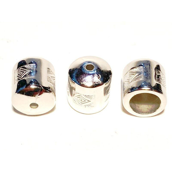 Margele bile Margele cilindru de trecere din plastic capete de snur argintiu si  cod 6561