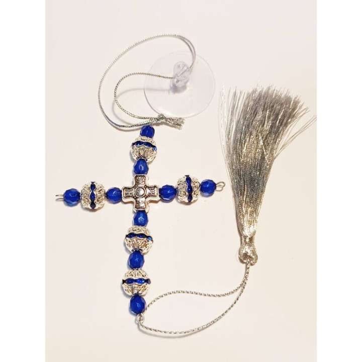 Obiecte bisericesti Medalion auto cruce margele fatetate plastic Ventani 2541