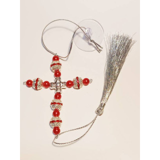 Obiecte bisericesti Medalion auto cruce margele plastic Ventani 2543