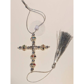 Obiecte bisericesti Medalion auto cruce margele plastic Ventani 2544