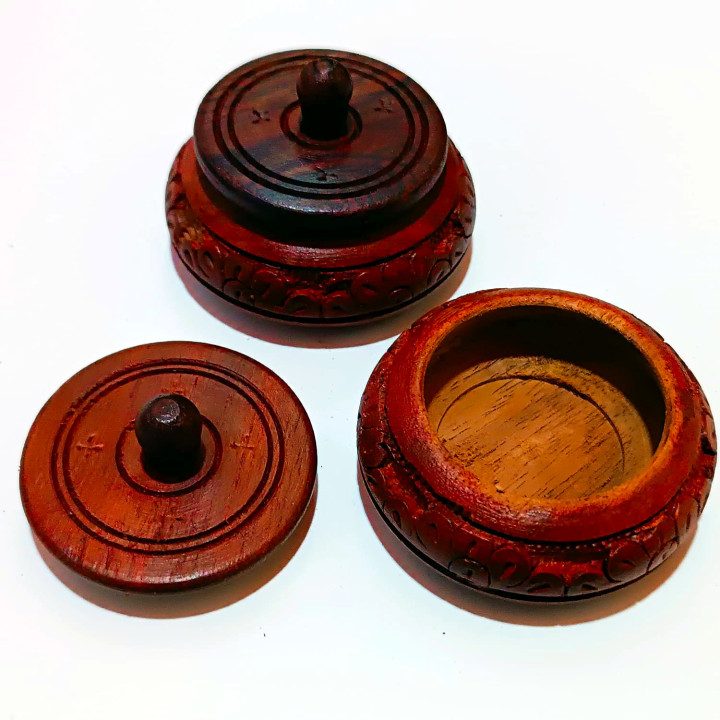 Artizanat India | Cutii din lemn caseta cu capac detasabil maro 6.5cm  | 5832