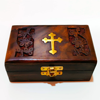 Artizanat India | Cutii din lemn caseta cu incuietoare si balamale metalice maro 12.5cm  | 5836