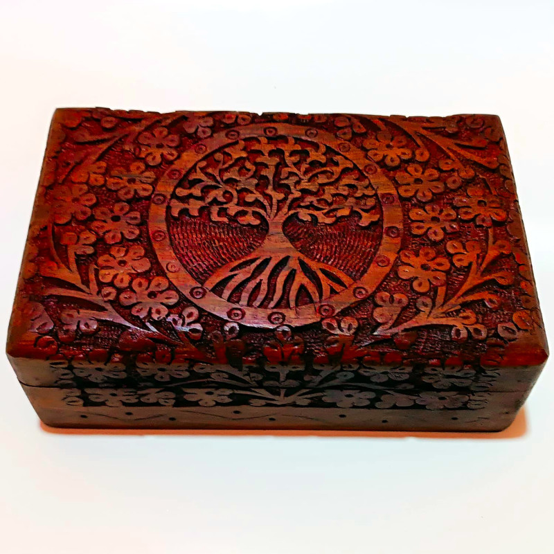 Artizanat India | Cutii din lemn caseta cu balamale metalice maro 20.3cm  | 5839