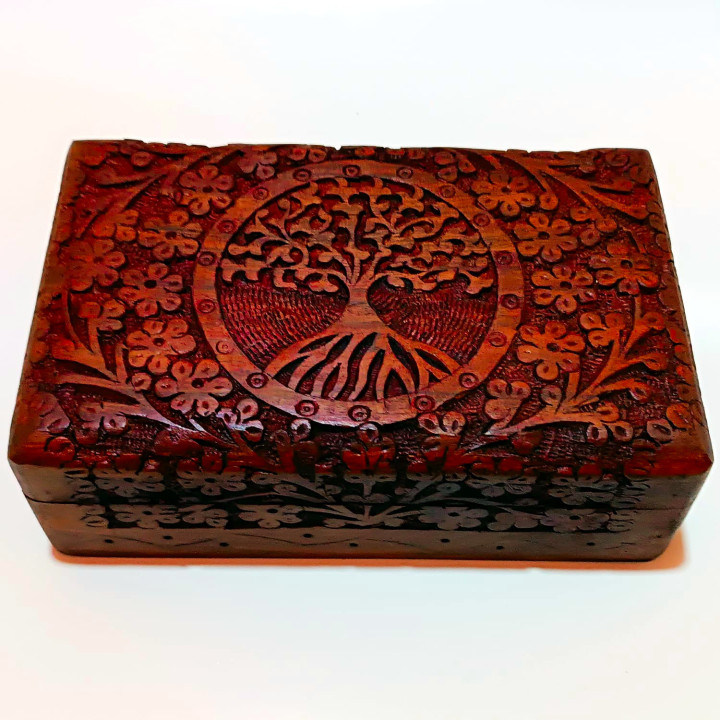 Artizanat India | Cutii din lemn caseta cu balamale metalice maro 20.3cm  | 5839