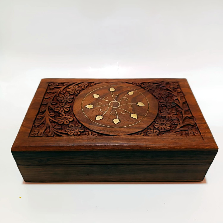 Artizanat India | Cutii din lemn caseta cu balamale metalice maro 20.5cm  | 5847