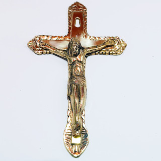 Obiecte bisericesti | Cruce pentru perete din metal auriu | 5317