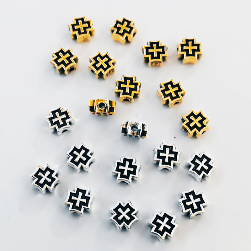 Margele bile Margele cruce de trecere din metal gros 5mm argintiu|auriu   si  cod 6552
